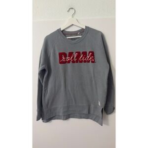 Pressbox Alabama Crimson Tide Sweatshirt Womens L Gray Roll Tide Chenille Bama